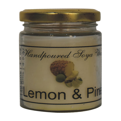 lemon and pine candle on a white background
