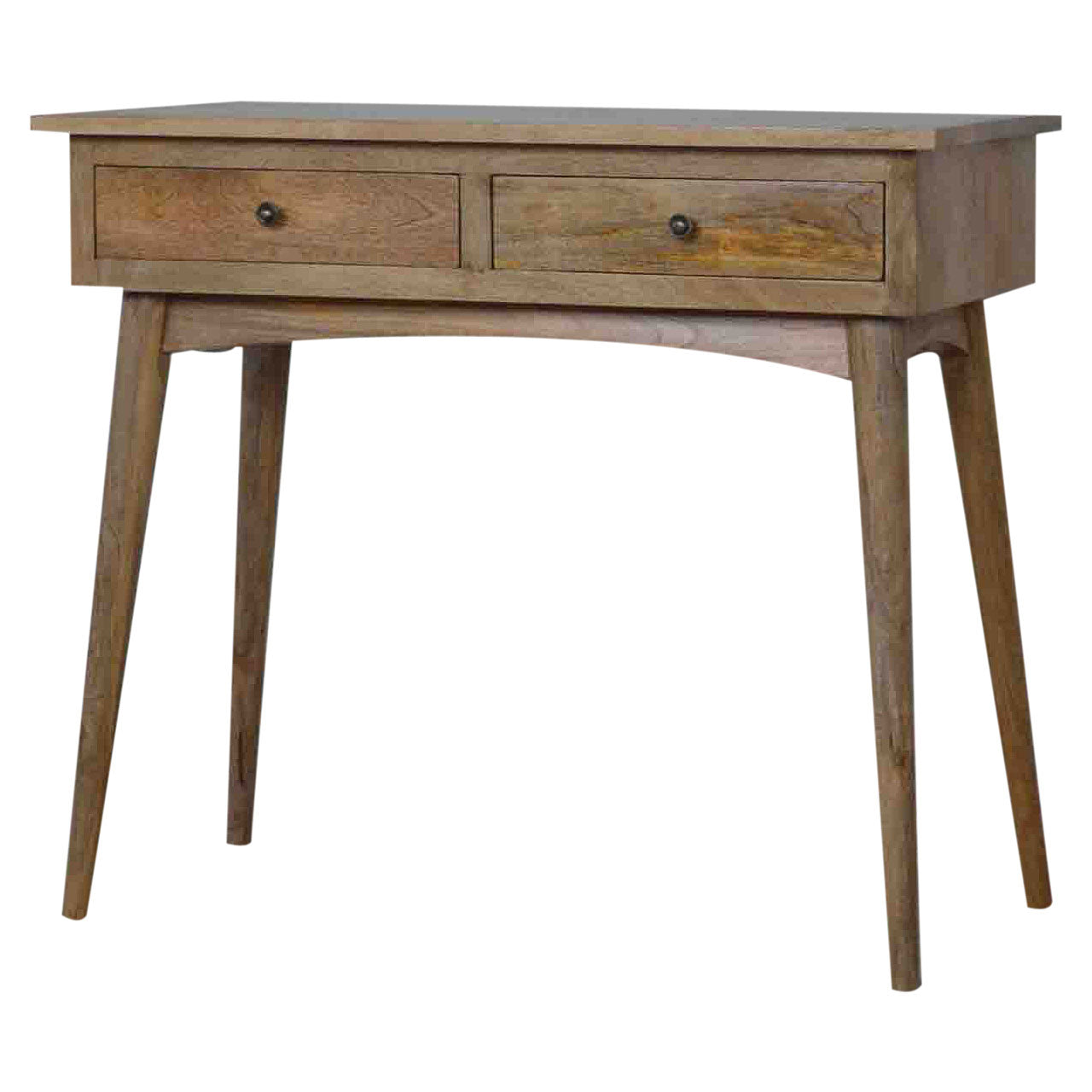 Hallway Console Table 2 Drawer by Maple Manor in solid wood with two drawers and dark round knobs