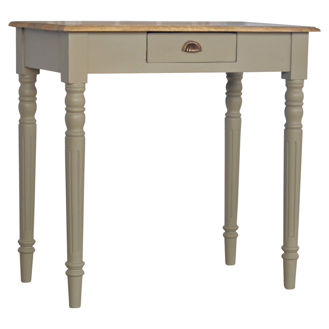 Hand Painted Writing Desk by Maple Manor with light paint finish, wood top, and single drawer