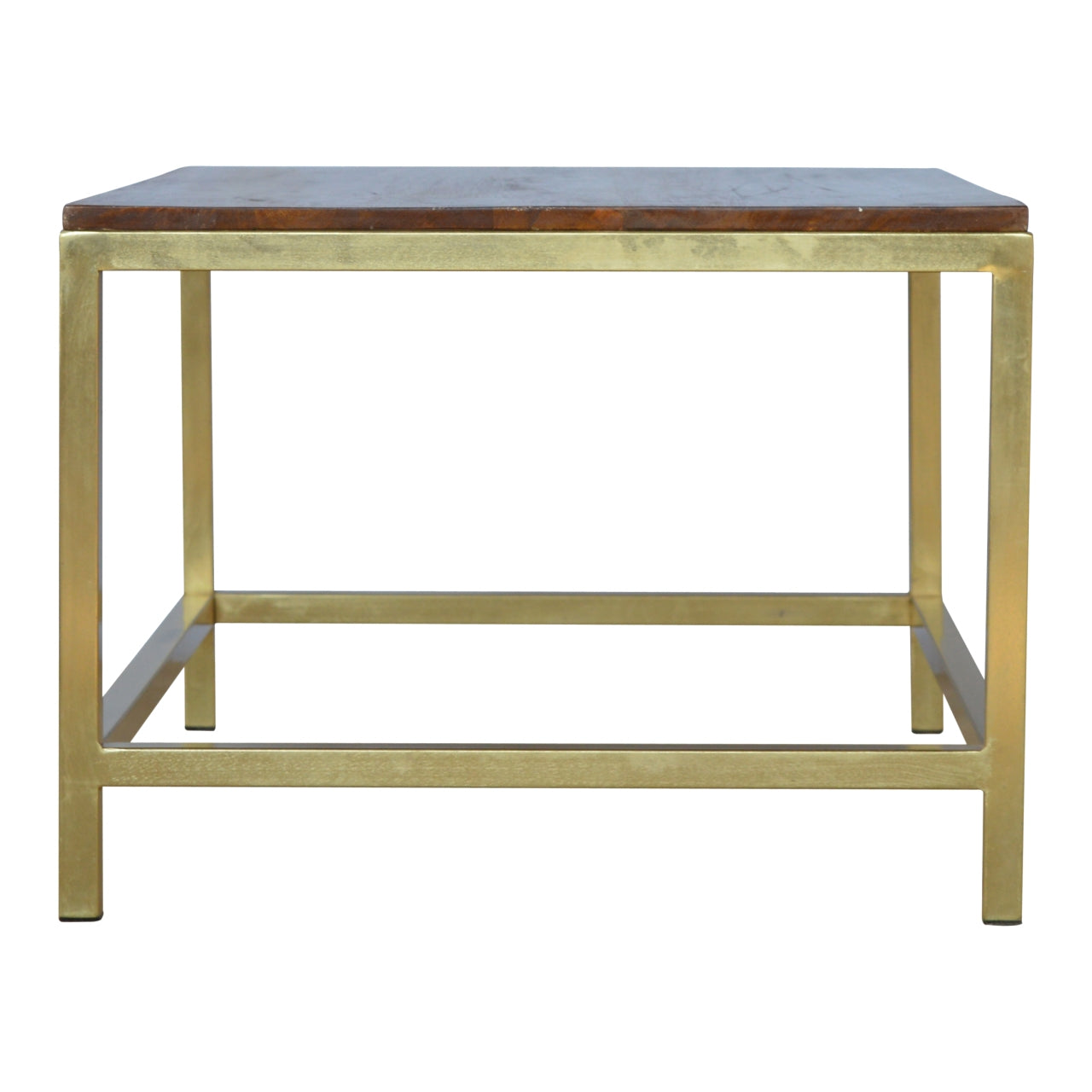Coffee Table Rectangle Gold by Maple Manor, solid wood coffee table in gold finish with open lower shelf