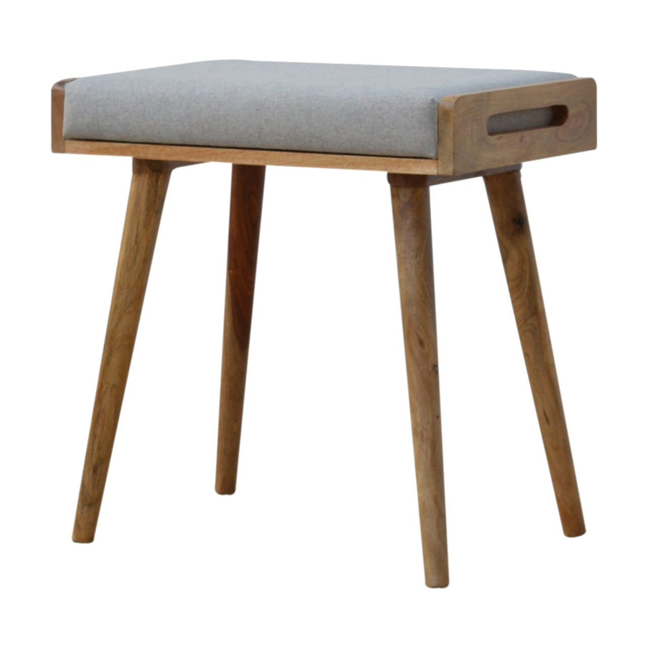 Footstool Grey Tweed Tray Style