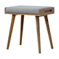 Footstool Grey Tweed Tray Style by Maple Manor stool in grey tweed with solid wood legs and tray handle