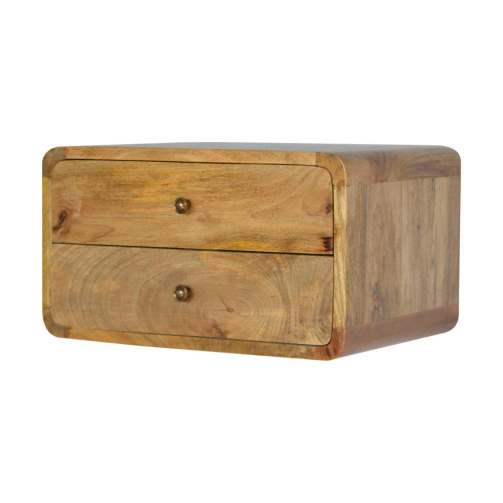 Oak-ish Bedside 2 Drawer Floating